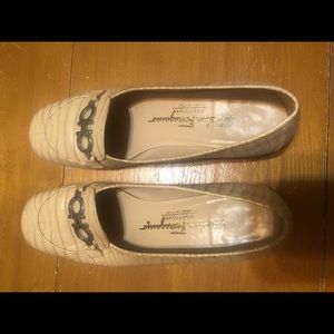 Tan Salvatore Ferragamo flat loafer shoes